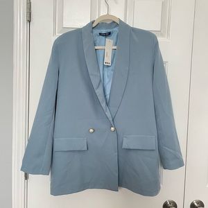 Boohoo Blue Tailored Relaxed Pearl Button Blazer